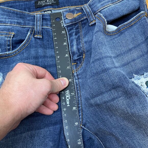 Judy blue jeans women's 9 | 30x28 blue skinny distressed plaid patch JB82140DK - Picture 9 of 11